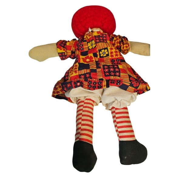Raggedy Ann Doll Vintage Handmade 15" Felt Hair Unbranded Toy Girl Plush Striped - Picture 4 of 10